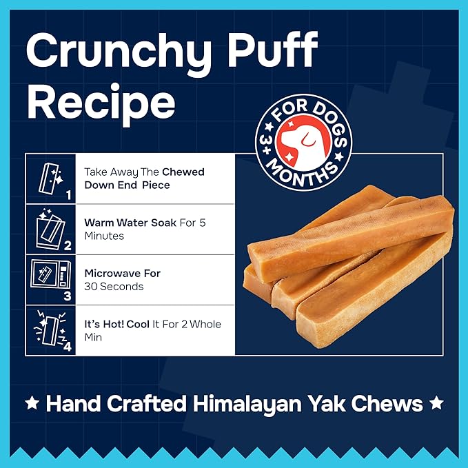 100% Natural Yak Cheese Himalayan Made Dog Chews All Breeds - Lactose Free Yak Chew for Small Medium & Large Dogs - Dental Cleaning Dog Chews for Aggressive Chewers - Long Lasting Odor & Gluten Free