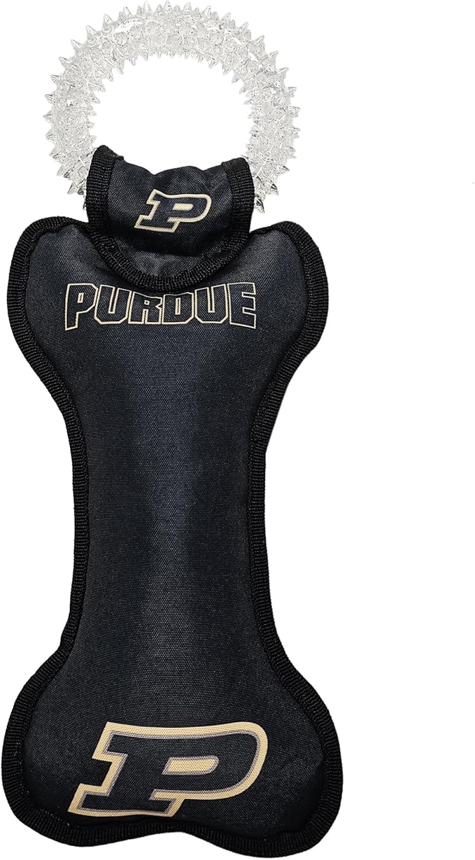 Pets First NCAA Purdue Boilermakers Dental Dog TUG Toy with Squeaker. Tough PET Toy for Healthy Fun, Teething & Cleaning Pets Teeth & Gum