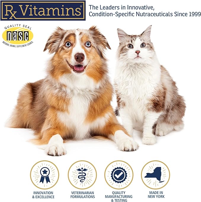 Rx Vitamins NutriGest Capsules for Cats & Dogs - Probiotics for Digestive Health Enhanced with Glucosamine for Gut Health Support - Helps with Constipation Relief and Anti Diarrhea - 90 Capsules