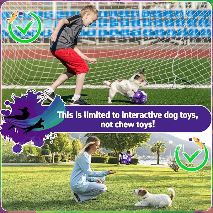QDAN Dog Toys Soccer Balls: Interactive Dog Toys for Tug of War, Doggy Balls with Straps, Puppy Birthday Gifts, Durable Puppy Ball for Small(5 Inch)