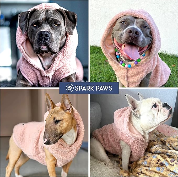 Spark Paws Teddy Dog Sweater, Sherpa Vest with Warm Fleece Lining, Winter Coat Suitable for Small Medium Large XL XXL Breeds - Pink - M