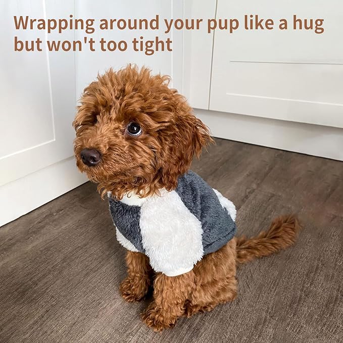 LESYPET Dog Sweater for Small to Medium Dogs, Fleece Lining Puppy Sweatshirt in Winter, Warm Puppy Clothes Pullover Jumper, Grey L