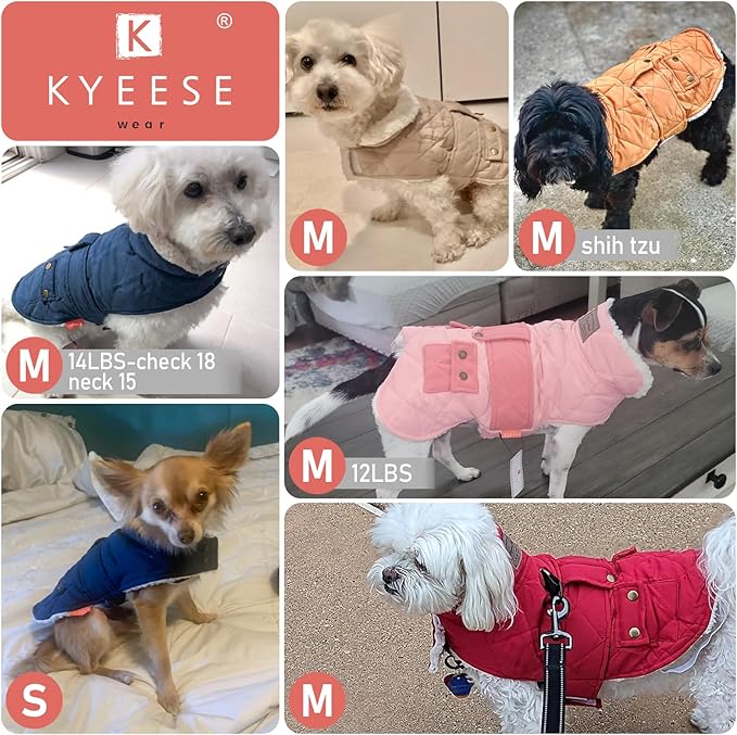 KYEESE Dog Coat Warm Pet Winter Puffer Coat with Leash Hole Thick Cat Clothes with Pocket Waterproof Dogs Jacket with Fleece Lined Soft Pet Sweater for Cold Weather Windproof Dog Coats for Small Dogs