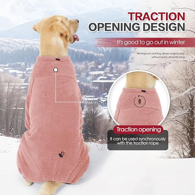 Dog Winter Coat for Small Medium Large Dog for Run Walk Sleep Warm Fleece Pet Sweater & Windproof Pajamas Snow Jacket Small Pink