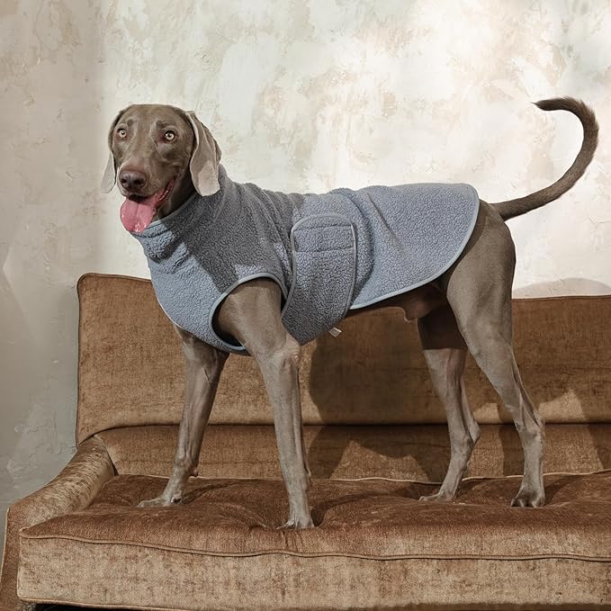 ROZKITCH Reversible Fleece Lined Dog Coat Super Warm Fleece Sherpa Sweater with Embroidery, Adjustable Double-Sided Plush Sweatshirt for Small Medium Breeds Bluegreen XL