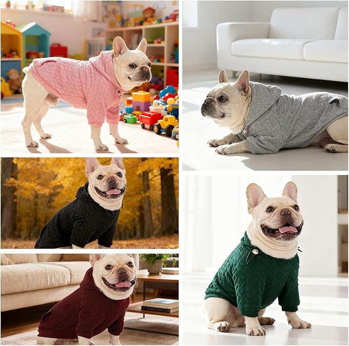 EXPAWLORER Textured Cable Knit Basic Dog Hoodie, Elevated Style Dog Sweater with Leash Hole and Pocket, Soft and Warm Pet Winter Coat, Cold Weather Clothes for Small Medium Large Dogs Cats,Black XXL