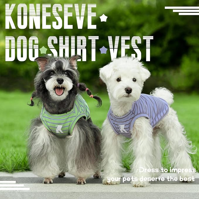 Koneseve Dog Shirt 2 Pack Breathable Sleeveless Vest, Stretchy & Soft, Purple & Vivid Green Size 6XL