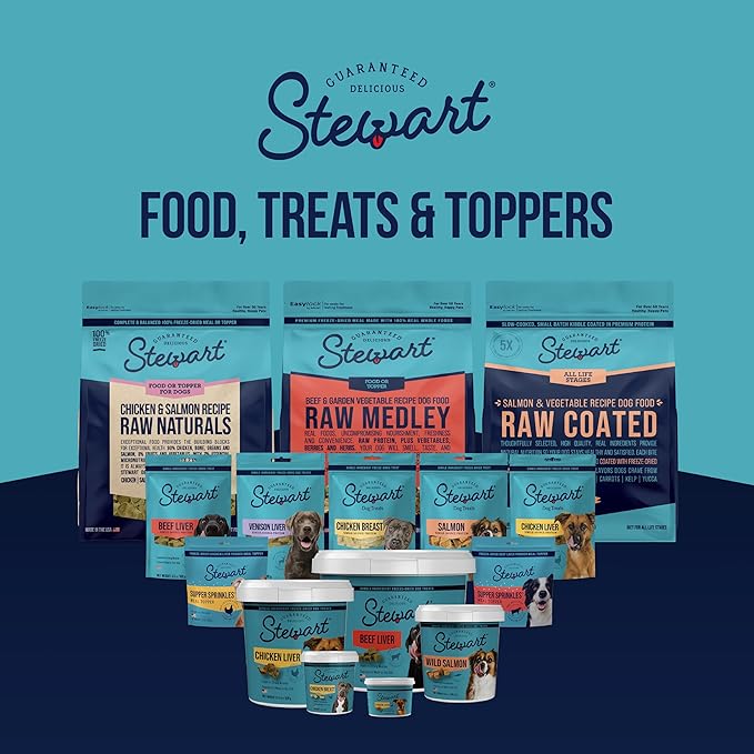 Stewart Chicken Liver Dog Treats, 3 oz, ~55 Pieces, Freeze Dried Raw, Single Ingredient, 60% Protein Training Treats or Meal Topper in a Resealable Tub, Grain Free, Gluten Free