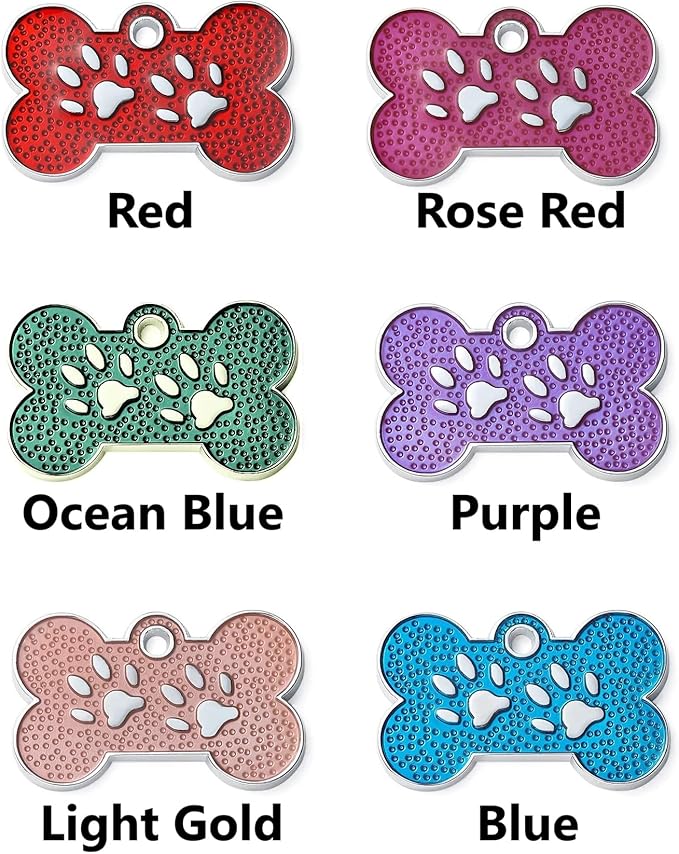 Personalized Dog Cute Paw Pet ID Tag for Pet Collar or Key Chain - cat Name tag, Personalized cat id tag, Kitten Name tag, Kitten id tag (Bone-Shaped-Small: Light Gold)