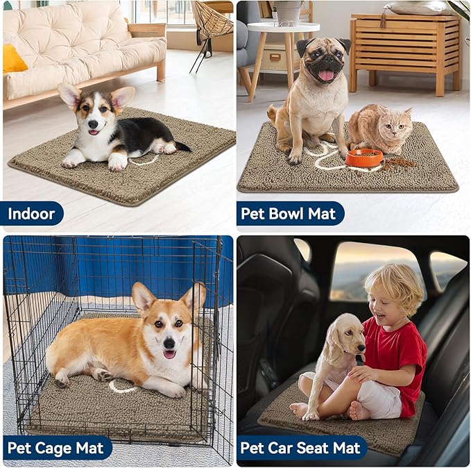 Super Absorbent Dog Door Mat, 30"*20“ Anti Slip Mat for Muddy Paws, Pet Rugs for Dirty Paws Washable That Absorbs Moisture and Dirt, for Dog Cage and Pet Resting Carpet