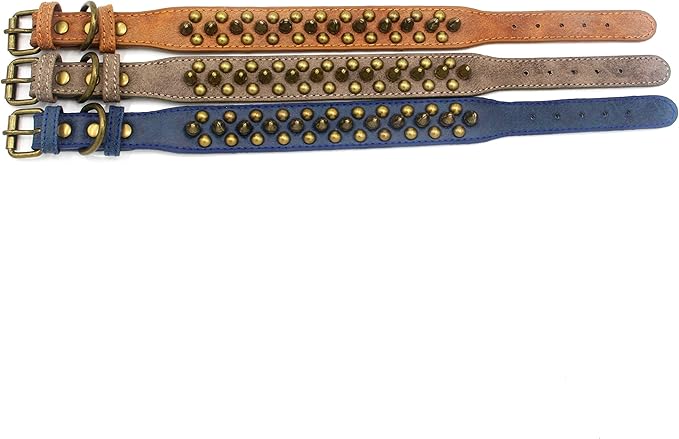 Spiked Dog Collar Soft Pu Leather Mushrooms Rivet Spike Studded Puppy Adjustable Pet Collars for Small Breeds (M, Brown1)