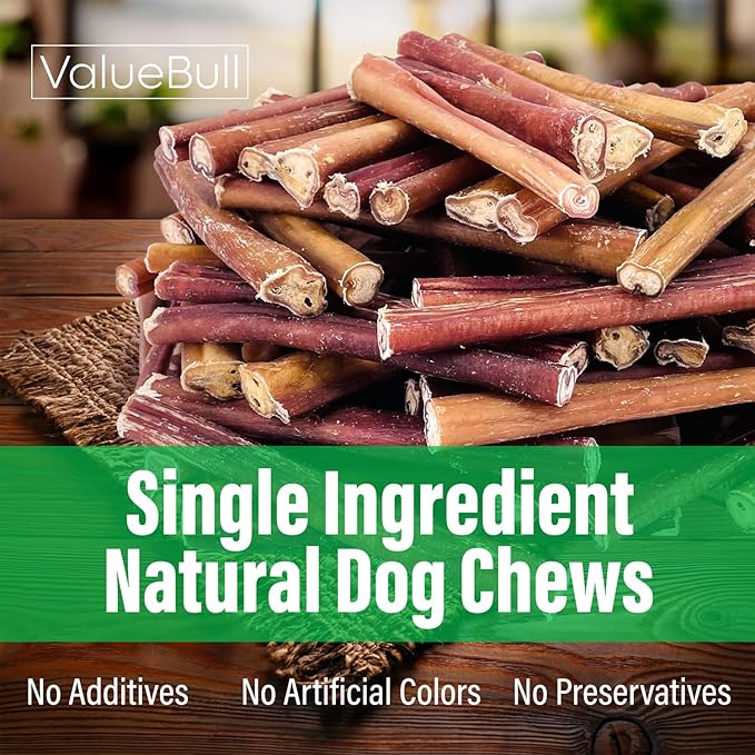 ValueBull Bully Sticks for Dogs, Medium 6 Inch, 100 Count Bulk Pack - All Natural, Grass Fed, Single Ingredient, Long Lasting Dog Treats