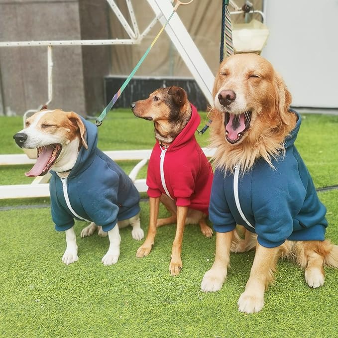 Extra Large Dog Clothes Hoodies Zip Up Sweaters for Big Dogs Labrador Golden Retriever Blue 5XL