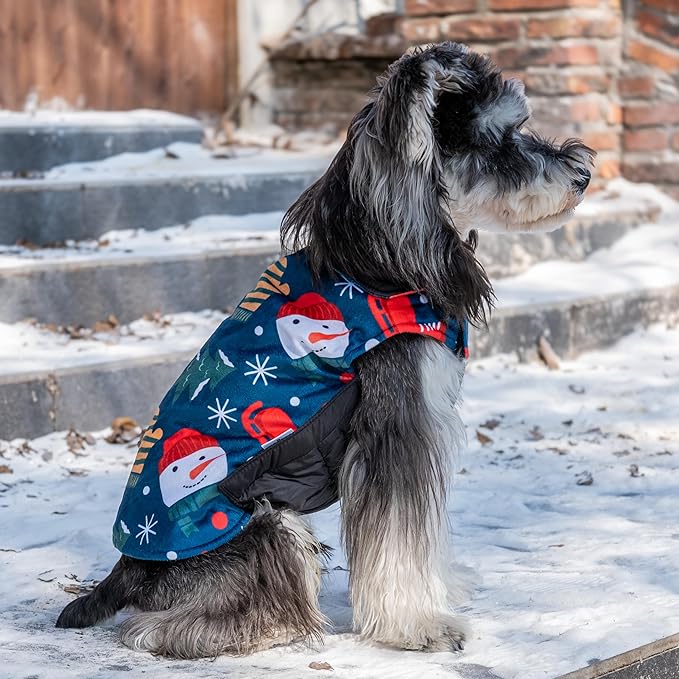 CuteBone Winter Coat, Reversible Dog Jacket & Vest, Thick Soft Dog Coats for Small to Large Dogs, Windproof and Waterproof, with Leash Hole