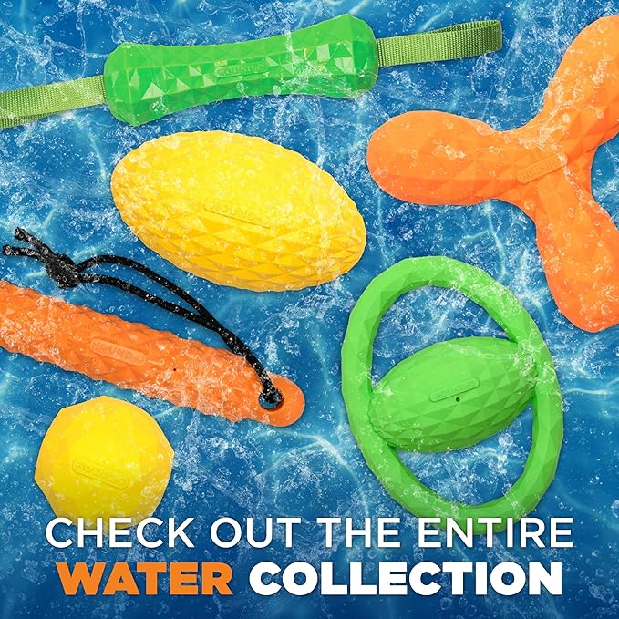Playology Hound2O Dog Toys | Squeaky Tug Ball Toy for Tug of War | Yellow Floating Outdoor Toy - Easy to Clean and Made from Non Toxic Materials