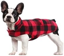 Kuoser Dog Winter Coat, Windproof Dog Fleece Jacket British Style Plaid Cold Weather Doggie Vest Coats, Reversible Cozy Warm Pet Clothes Apparel for Medium Dogs M