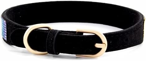 Serijoars Small Dog Collar with Rhinestone Crystal Diamond Colorful Bling Girl Puppy Cat Collars (M, Black2)