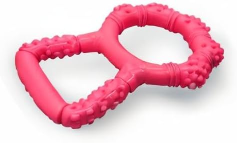 Tug of War Dog Toy, Interactive Dog Pull Toys, Adult and Puppy Teething Toy, Tough Chew Toy for Small Medium Large Dogs, Rubber, Lightweight, Comfortable Grip (Pink)