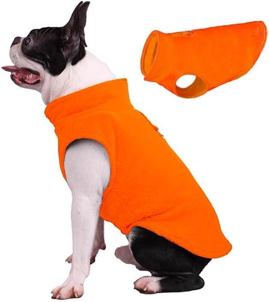 JACKO & CO - Fleece Vest Dog Sweater with Leash Ring - Soft, Warm & Lightweight Pullover Coat for Small & Medium Dogs, Puppies & Cats - Cozy Fall/Winter/Spring Pet Jacket (Pumpkin, Small 2-4lbs)
