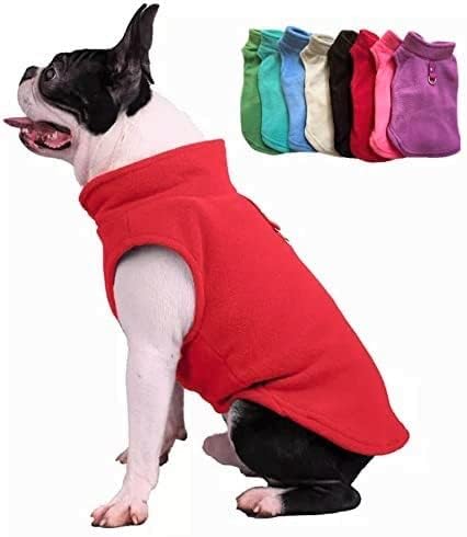 JACKO & CO - Fleece Vest Dog Sweater with Leash Ring - Soft, Warm & Lightweight Pullover Coat for Small & Medium Dogs, Puppies & Cats - Cozy Fall/Winter/Spring Pet Jacket (Red, Small 4-6lbs)