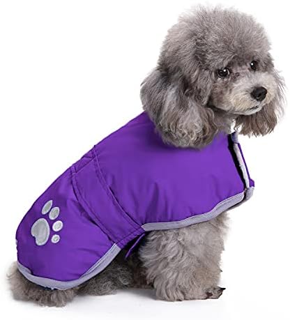 Queenmore Dog Winter Coat, Cold Weather Fleece Jacket for Dogs, Waterproof Reflective Reversible, for Small, Medium and Large Dogs (Purple, S)