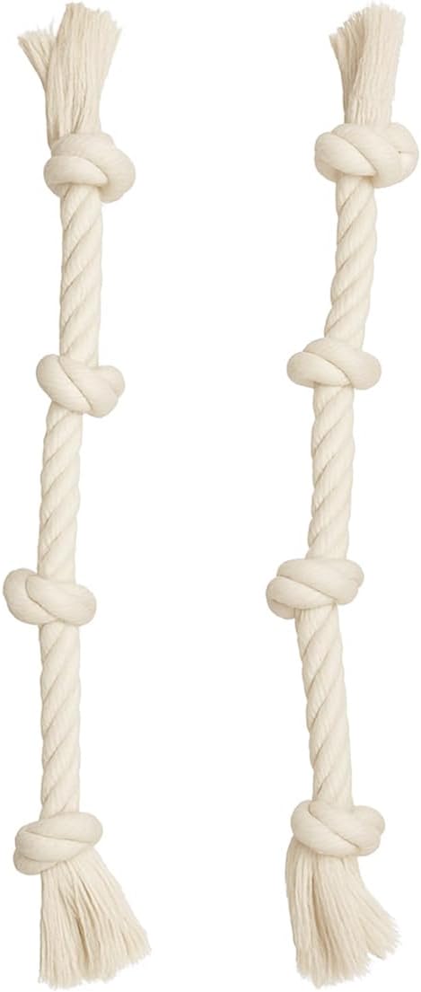 2-Pack White Dog Rope Toys for Aggressive Chewers – 20” Durable 4-Knot Tug Toy for Medium & Large Dogs – Safe, Indoor & Outdoor, Washable Cotton Chew Toy for Dental Health