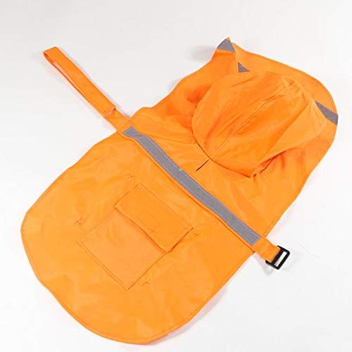 Adjustable Large Dog Raincoat with Strip Reflective - Waterproof Pet Rain Jacket Hoodie Poncho,for Large and Medium Dogs (Orange,XXL)