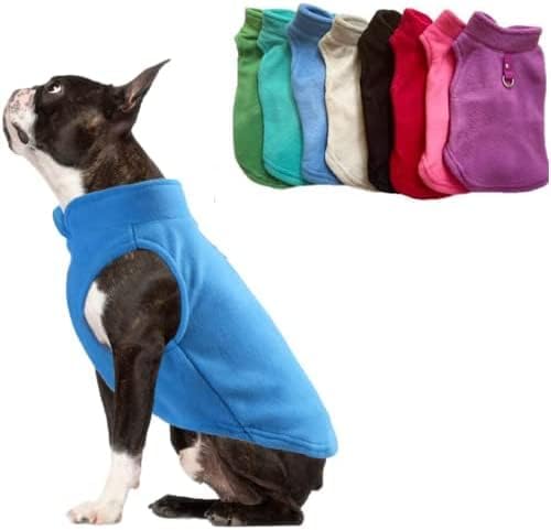 JACKO & CO - Fleece Vest Dog Sweater with Leash Ring - Soft, Warm & Lightweight Pullover Coat for Small & Medium Dogs, Puppies & Cats - Cozy Fall/Winter/Spring Pet Jacket (Blue, X-Large 17-25lbs)