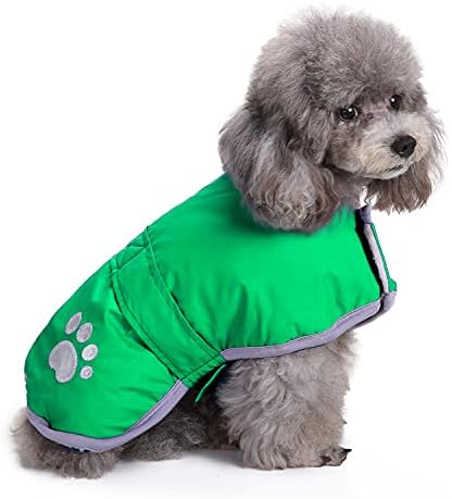 Queenmore Dog Winter Coat, Cold Weather Fleece Jacket for Dogs, Waterproof Reflective Reversible, for Small, Medium and Large Dogs (Green, L)