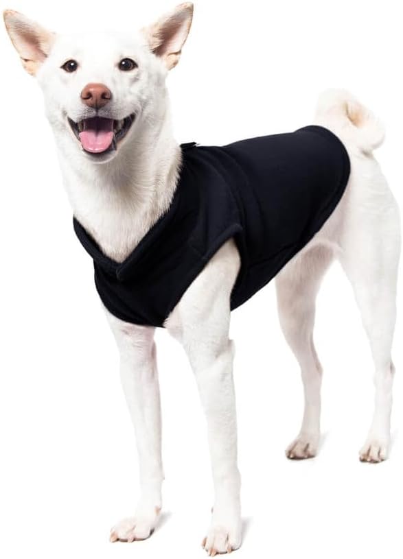 Gooby Fleece Vest Dog Sweater - Black, X-Small - Warm Pullover Fleece Dog Jacket with O-Ring Leash for Small to Medium Dogs