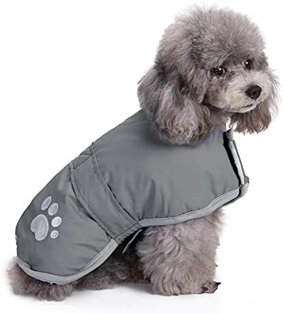 Queenmore Dog Winter Coat, Cold Weather Fleece Jacket for Dogs, Waterproof Reflective Reversible, for Small, Medium and Large Dogs (Grey, XL)
