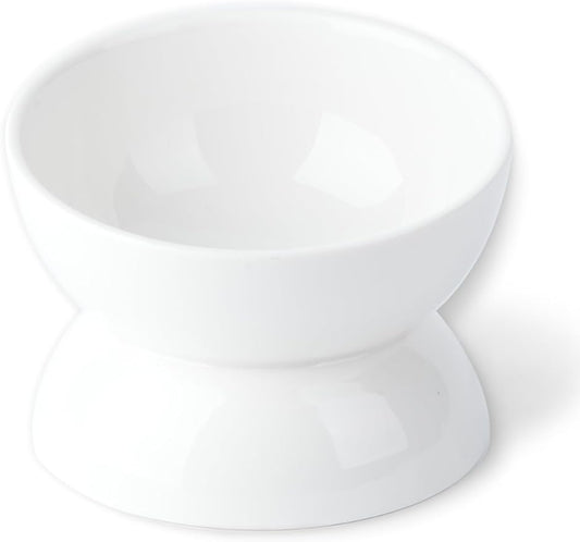 Cat Water Bowl, 16 OZ Ceramic Elevated Cat Bowls, 15° Tilted and Raised Pet Food Dish, Anti Vomiting Protect Pets' Spines and Whisker Fatigue