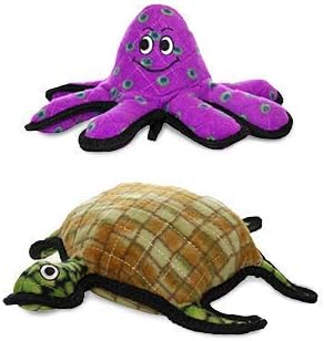 TUFFY -World's Tuffest Soft Dog Toy -Ocean Creature Octopus -Squeakers - Multiple Layers. Made Durable, Strong & Tough. Interactive Play (Tug, Toss & Fetch). Machine Washable & Floats. (Combo Pack)