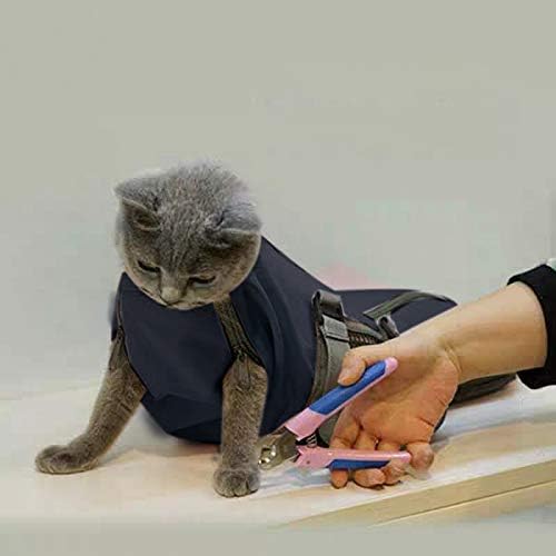 Cinf Cat Nail Clipping Cleaning Grooming Restraint Bag No Scratching Biting for Bathing Nail Trimming Injecting Examining(Black,S)