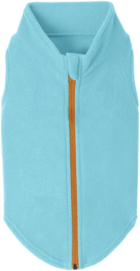 Gooby Zip Up Fleece Dog Sweater - Turquoise, 3X-Large - Warm Pullover Fleece Step-in Dog Jacket with Dual D Ring Leash for Small to Medium Dogs