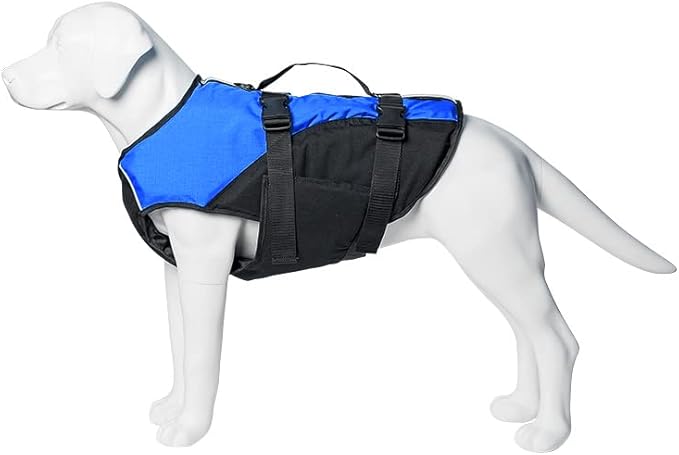 Stunt Puppy Float Doggy Life Jacket, Ergonomic Dog Life Vest for Swimming, Patented Design for Secure Fit, Medium, Blue