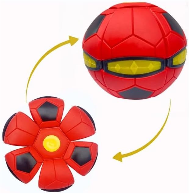 The Doggy Disc Ball for Small Medium Large Dogs, Portable Creative Flying Saucer Ball Stomp UFO Magic Balls, Decompression Pop Up Dog Toys Balls for Outdoor Sports Gifts (Football Red)