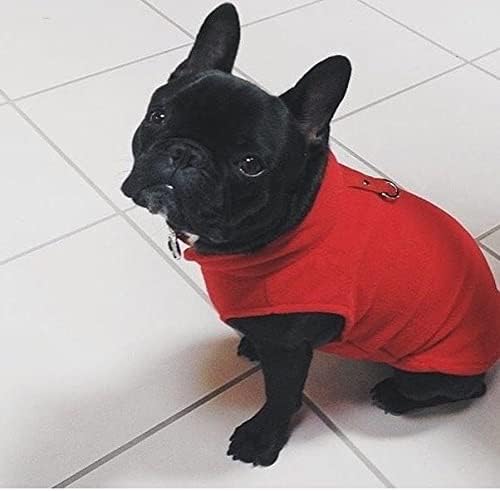 Gooby Fleece Vest Dog Sweater - Red, Medium - Warm Pullover Fleece Dog Jacket with O-Ring Leash for Small to Medium Dogs