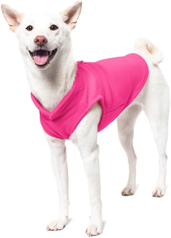 Gooby Fleece Vest Dog Sweater - Pink, Medium - Warm Pullover Fleece Dog Jacket with O-Ring Leash for Small to Medium Dogs