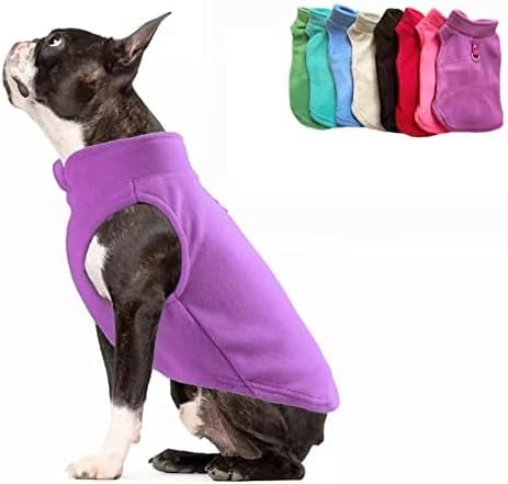 JACKO & CO - Fleece Vest Dog Sweater with Leash Ring - Soft, Warm & Lightweight Pullover Coat for Small & Medium Dogs, Puppies & Cats - Cozy Fall/Winter/Spring Pet Jacket (Purple, Large 10-16lbs)