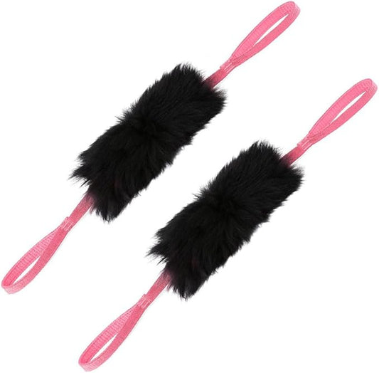 HOWGO Dog Bungee Chaser Toy Double Handles Natural Sheepskin Fur for All Breeds(Pink,2Pack)