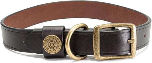 King Buck Premium Leather D Ring Dog Collar, Leather, S/M