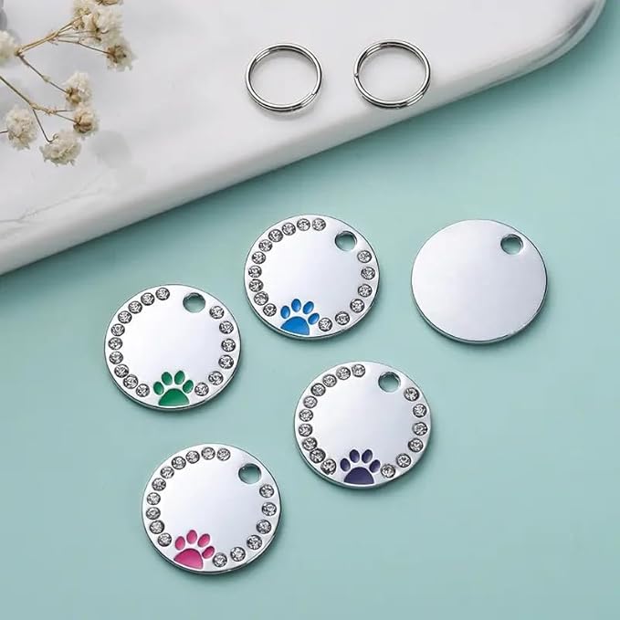 Personalized Dog/Cat Cute Paw Pet ID Tag with Unique Laser Engraving Name and Phone Number for Pet Collar or Key Chain (White)