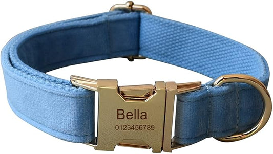 Dog Collar Custom Personalized Engraved Name and Phone Number for Puppy Small Medium Large Pets (M, Sky Blue)