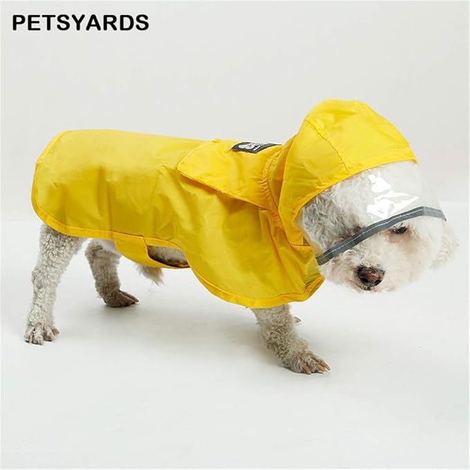 Pet Raincoat Packable Hooded Dog Rain Jacket Reflective Strips Lightweight Adjustable Poncho for Small Medium Large Dogs Yellow XXXL