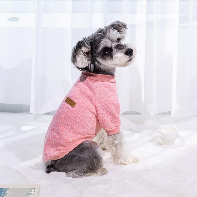Idepet Pet Dog Classic Sweater, Soft Fleece Coat for Small,Medium Dog,Warm Pet Dogs Cat Cloth,Soft Puppy Customes 2 Color (XS, Pink)