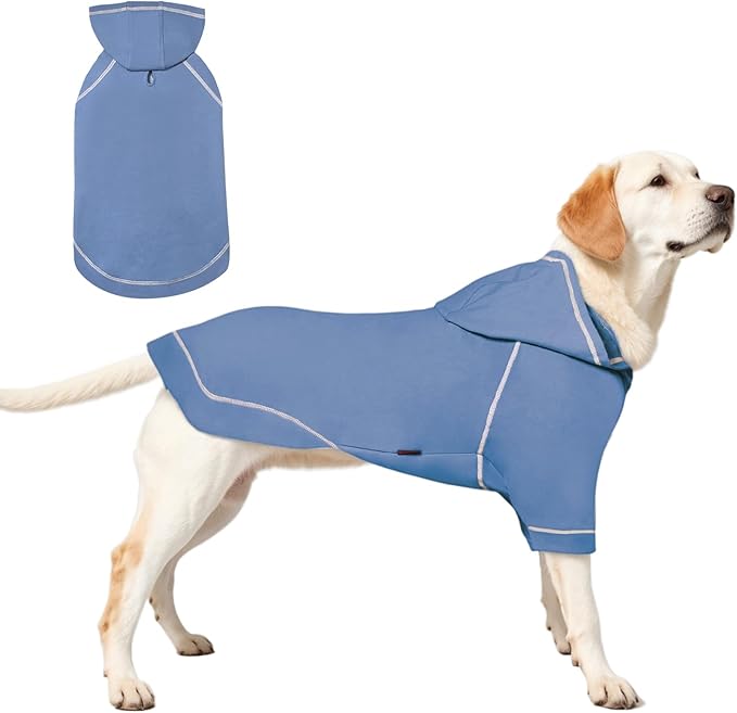 Basic Dog Hoodie Sweatshirts, Pet Clothes Hoodies Sweater with Hat and Leash Hole, Soft Cotton Outfit Coat for Small Medium Large Dogs, Light Blue (X-Small)