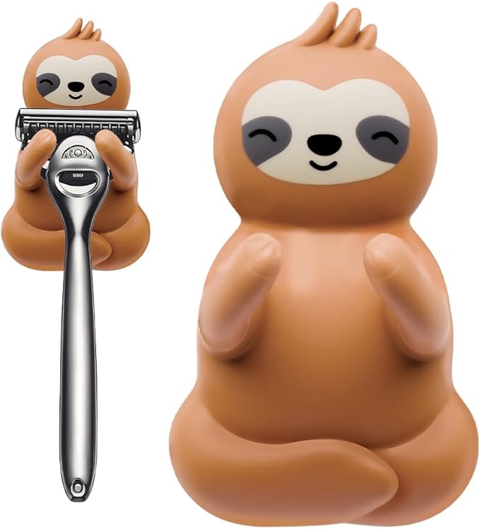 Sloth Holder Shaver Organizer, Cute Sloth Animal Bathroom Decor Razor Holder Wall Mount, Birthday Gifts for Men Women Boyfriend Girlfriend, Emotiona Gifts for Wife Husband Sloth Lover