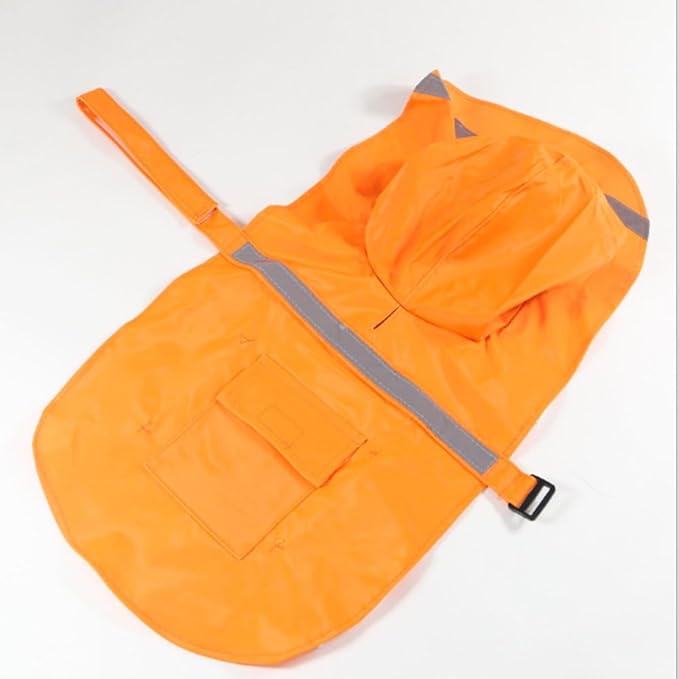 NACOCO Large Dog Raincoat Adjustable Pet Water Proof Clothes Lightweight Rain Jacket Poncho Hoodies with Strip Reflective (XXL, Orange)