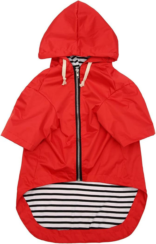 Dog Raincoat rain Jacket Raincoat Dogs Waterproof Small Medium Breeds Zip Closure Storage Pocket Harness Hole Red XXL